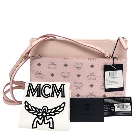 MCM New With Tags Powder Pink Logo Flat Pouch/ Clutch Crossbody Purse - Picture 3 of 12